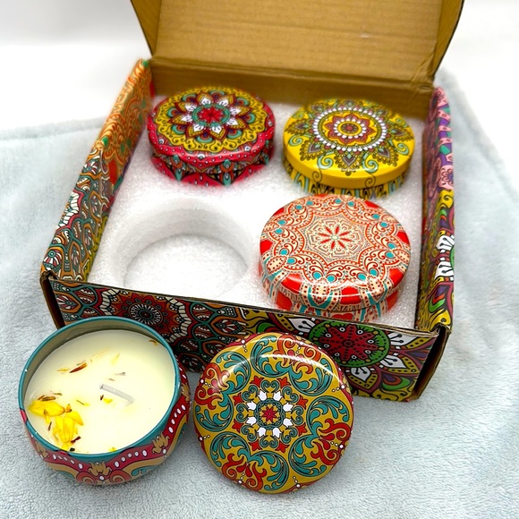 Klmfatsig Other - Candle 4 piece Scented Tin Set, Dried Flower Scented Set/Soy Wax 2.4oz